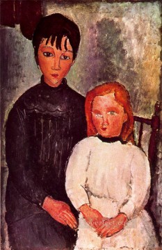 two girls 1918 Amedeo Modigliani Oil Paintings
